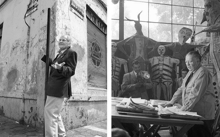 Cobook / Diego Rivera entre sus "Judas" en su estudio en San Ángel 1956
